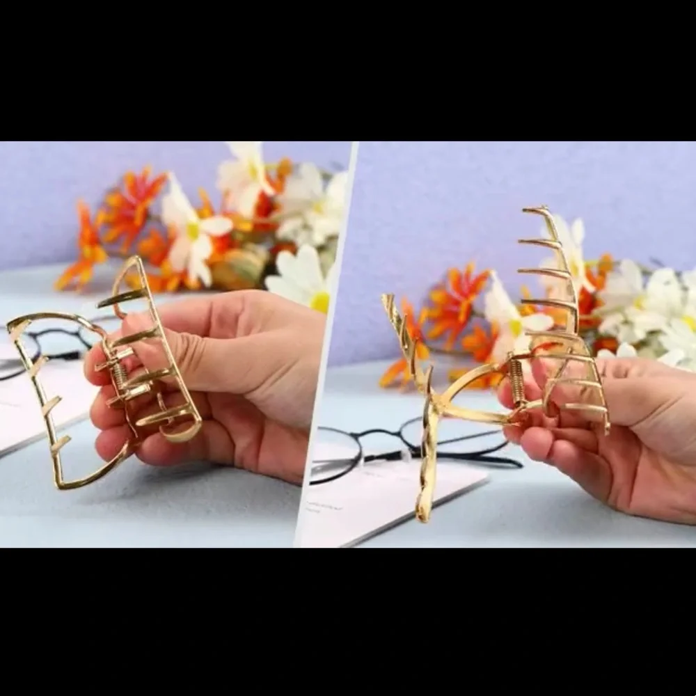 Gold Tone Metal Hair Claw Hair Clip
